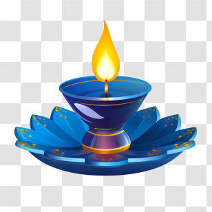 Deepavali
 - Blue Oil Lamp With Flame For Diwali Transparent PNG