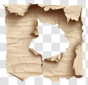 Old Ripped Paper - Burnt And Wrinkled Paper Rectangle With Central Hole Transparent PNG