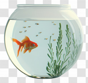 Fish Bowl - Goldfish In A Decorative Fishbowl Transparent PNG