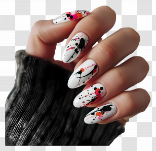 Nail Polish - Colorful Splatter Nails Art Design Transparent PNG