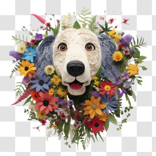 Dog - Dog Surrounded By Colorful Flowers Transparent PNG