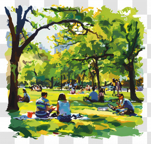 Summer Park - People Enjoying A Park Picnic Transparent PNG