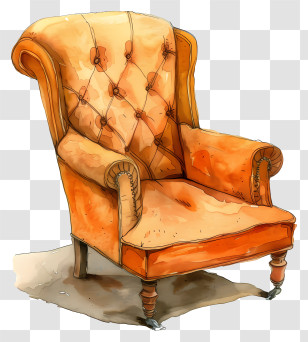 Rich Chair - Vintage Orange Armchair Illustration Transparent PNG