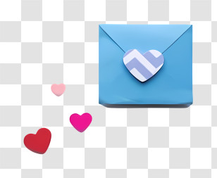 Mail - Blue Envelope With Hearts Transparent PNG