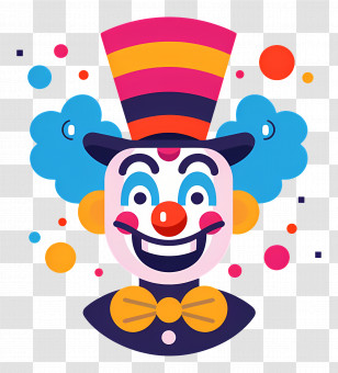 Clown - Cheerful Colorful Cartoon Clown Face Transparent PNG