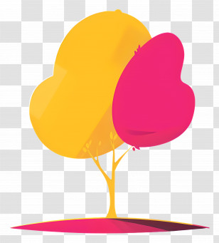 Cartoon Tree - Yellow And Pink Abstract Tree Illustration Transparent PNG