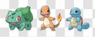 Pokemon - Pokemon Trio: Bulbasaur, Charmander, Squirtle Transparent PNG