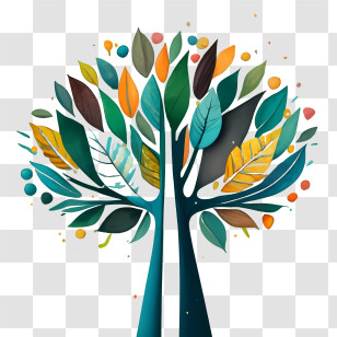 Autumn Tree Leaf - Colorful Abstract Tree Illustration Transparent PNG