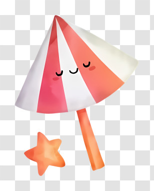 Beach - Cute Red And White Beach Umbrella Transparent PNG