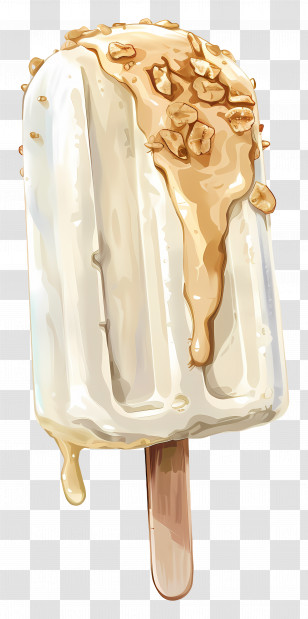 Ice Cream Bar - Caramel Drizzled Creamy Popsicle Transparent PNG