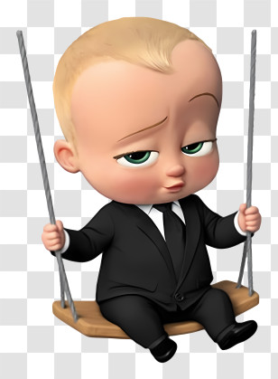 Boss Baby - Baby In Suit On Swing Transparent PNG