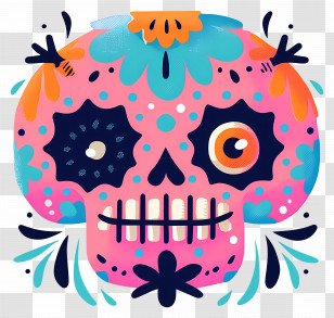 Sugar Skull - Vibrant Sugar Skull Symbol Transparent PNG