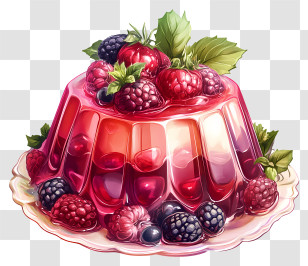 Gelatin Dessert - Colorful Berry Jelly Dessert Transparent PNG