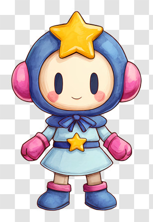Acrobat Aqua - Cute Star Hood Character Transparent PNG