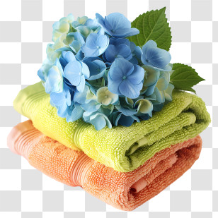 Towels - Blue Hydrangea With Folded Towels Transparent PNG