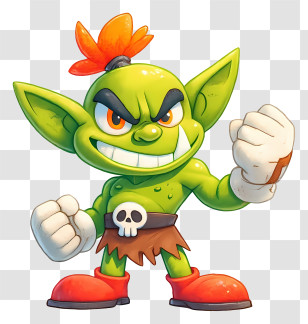 Cartoon Green Goblin - Grinning Green Goblin Warrior Transparent PNG