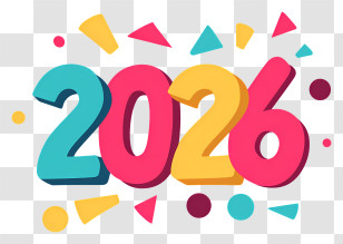 2026 Text - Colorful 2026 Party Numbers Transparent PNG