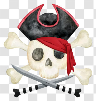 Pirate Skull And Crossbones - Pirate Skull With Hat And Swords Transparent PNG