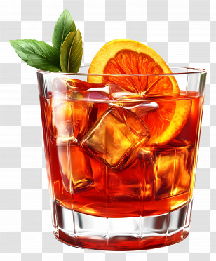 Negroni - Refreshing Orange Cocktail With Ice Transparent PNG