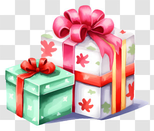 Gift Boxes - Colorful Stacked Holiday Gift Boxes Transparent PNG