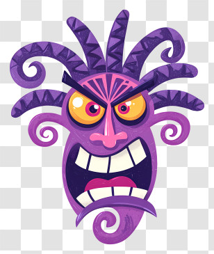 Crazy Emoji - Angry Purple Mask Illustration Transparent PNG