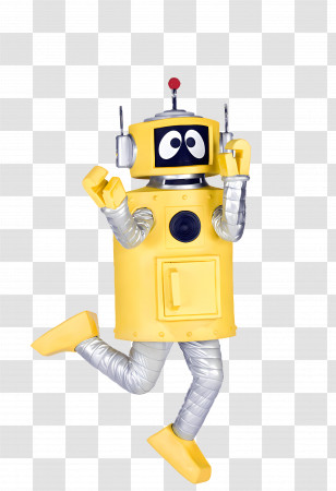 Yo Gabba Gabba - Yellow Robot Illustration In A Cartoon Design Transparent PNG