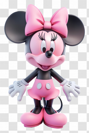 Mouse Minnie Rosa - Cartoon Mouse Character With Pink Bow Transparent PNG