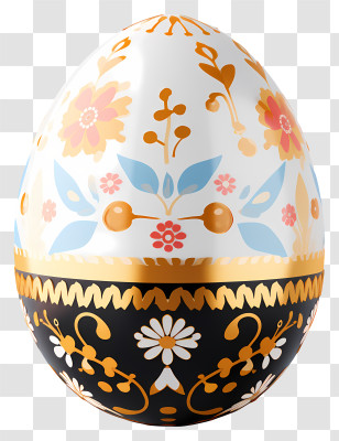 Realistic 3d Style Easter Egg - Elegant Floral Easter Egg Transparent PNG