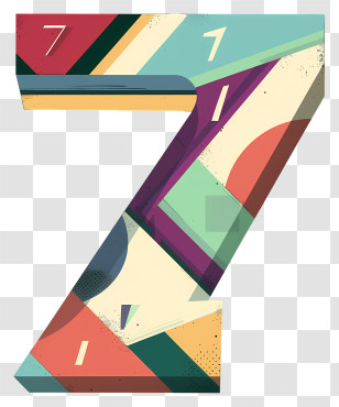 Number 7 - Colorful Number Seven Illustration Transparent PNG