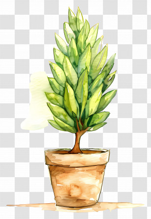 Watercolor Pine Tree - Potted Green Plant Transparent PNG
