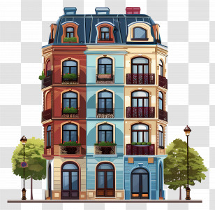 City Cottage Building - Colorful Urban Building Transparent PNG