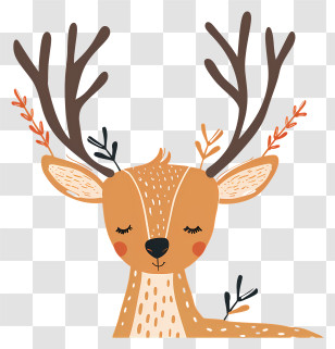 Antler - Cute Deer Illustration With Antlers Transparent PNG