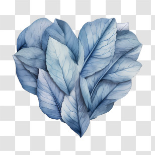 Blue Leaves - Heart Shaped Blue Leaves Design Transparent PNG