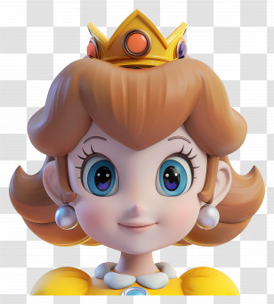Princess Daisy - Cartoon Princess With A Crown Portrait Transparent PNG