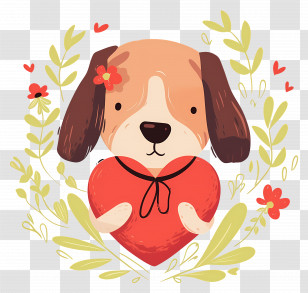Dog Heart - Cute Dog Holding A Heart Transparent PNG