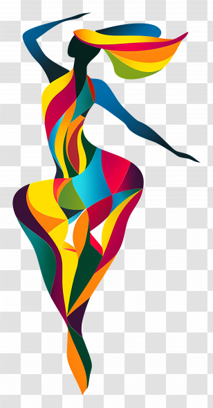 Dancer - Colorful Abstract Dance Silhouette Transparent PNG