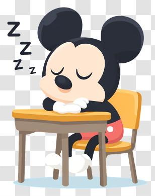 Mickey Mouse Sleeping - Mouse Sleeping At Desk Transparent PNG
