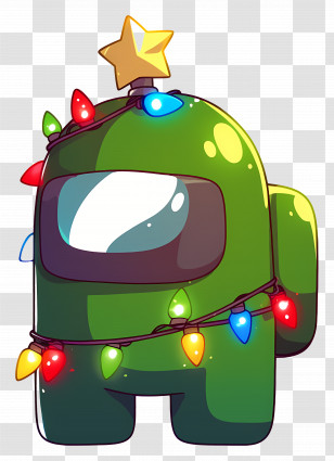 Among Us Christmas - Cartoon Character Wrapped In Christmas Lights Transparent PNG