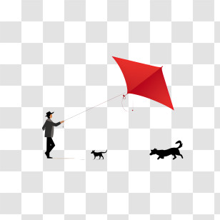 Kite Flying Day - Man Flying Kite With Dogs Transparent PNG
