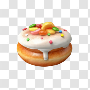 Donut
 - Colorful Glazed Donut With Candy Sprinkles Transparent PNG