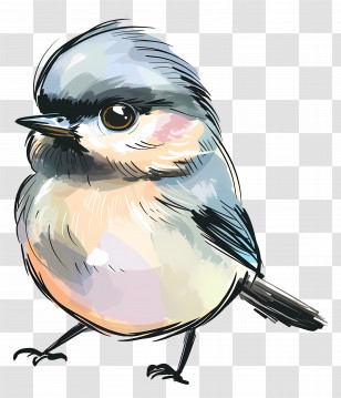 Chickadee - Colorful Bird Sketch In Whimsical Style Transparent PNG