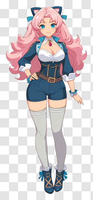 Maria Cadenzavna Eve - Pink-Haired Anime Catgirl In Uniform Transparent PNG