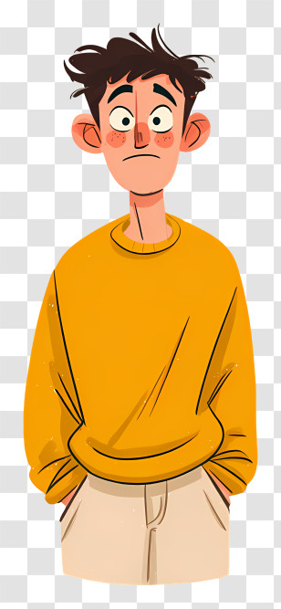 Confused Man - Boy In Yellow Sweater Transparent PNG