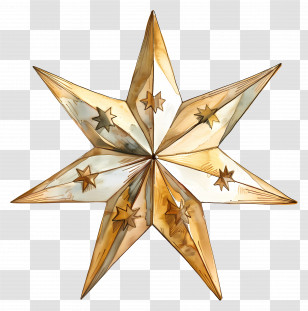 Star - Golden Eight-Pointed Star Decorative Illustration Transparent PNG