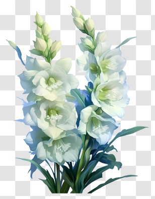 Elegant Delphinium Flower - White Gladiolus Flowers Illustration Transparent PNG