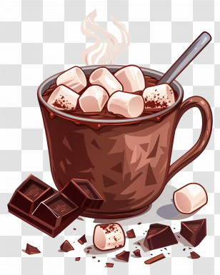 Hot Chocolate - Hot Chocolate With Marshmallows And Chocolate Pieces Transparent PNG