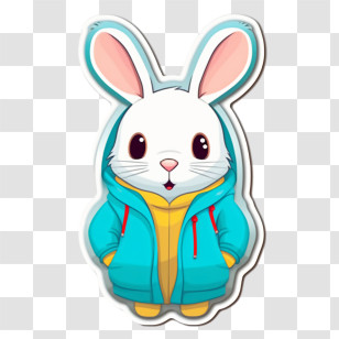 Cute Rabbit
 - Cute White Rabbit In Blue Jacket Transparent PNG