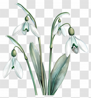 Snowdrops - Delicate Snowdrop Illustration Transparent PNG