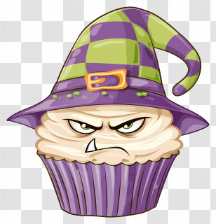 Halloween Cupcake - Halloween Cupcake With Witch Hat Transparent PNG