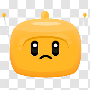 Cartoon Character - Yellow Sad Robot Emoji Design Transparent PNG